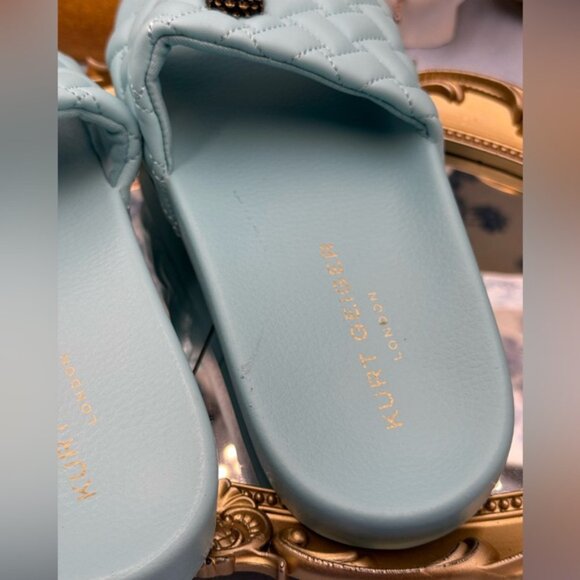 🆕 KURT GEIGER LONDON 🧿 NWOB Meena Eagle Quilted Slides, Blue - Sz EU 37 US 7 - Picture 13 of 14